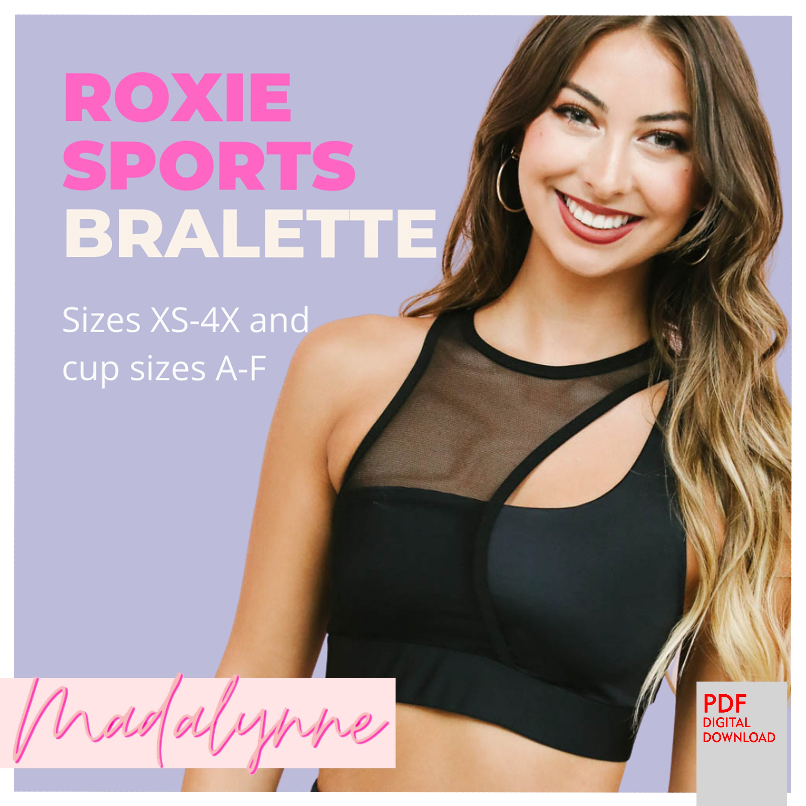 PDF Madalynne Sewing Pattern- Roxie Sports Bralette and Swim Top