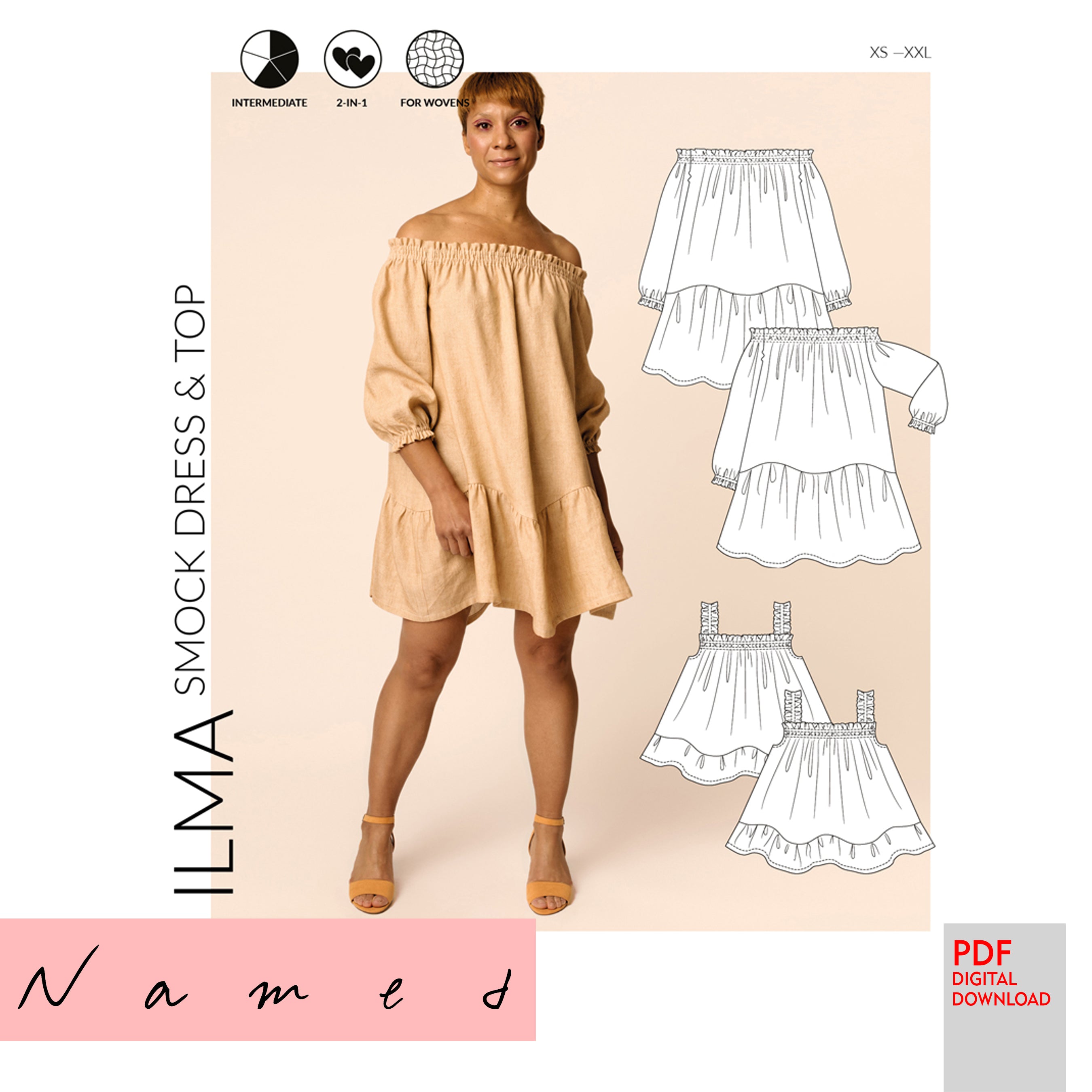 PDF Named Clothing Pattern- Ilma Smock Dress & Top