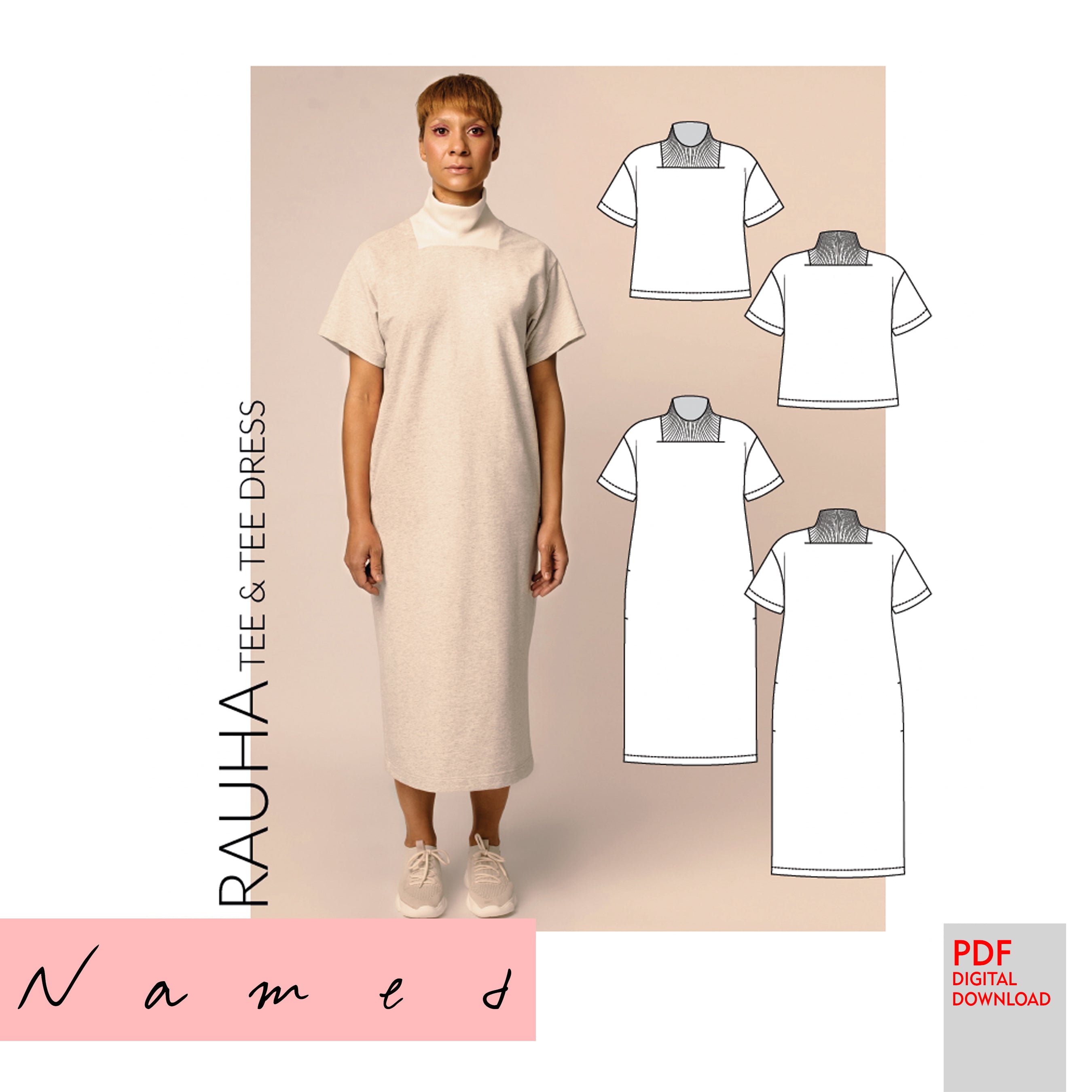 PDF Named Clothing Pattern- Rauha Tee & Tee Dress - Stitch Love Studio