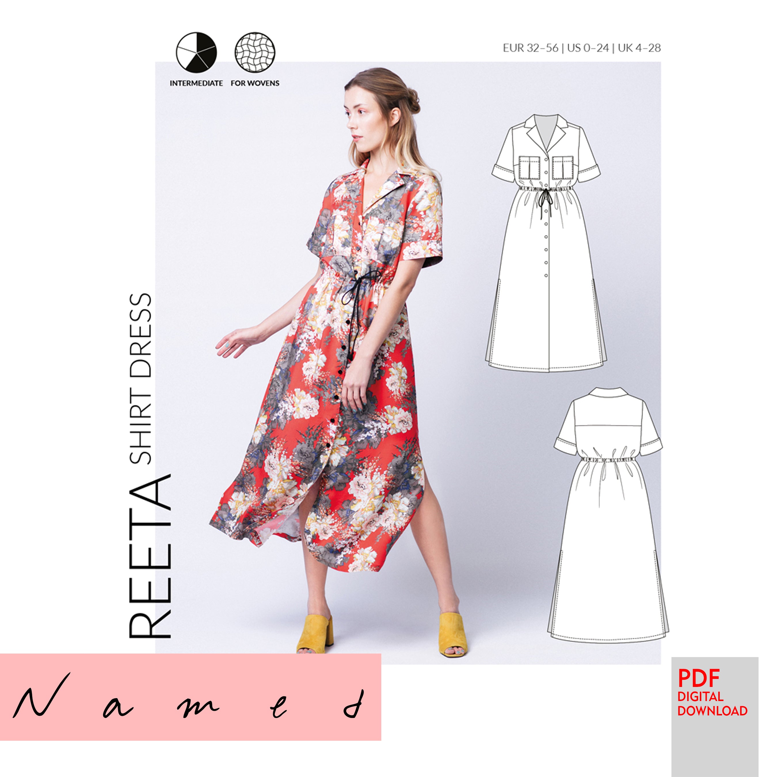 PDF Named Clothing Pattern- Reeta Shirt Dress - Stitch Love Studio