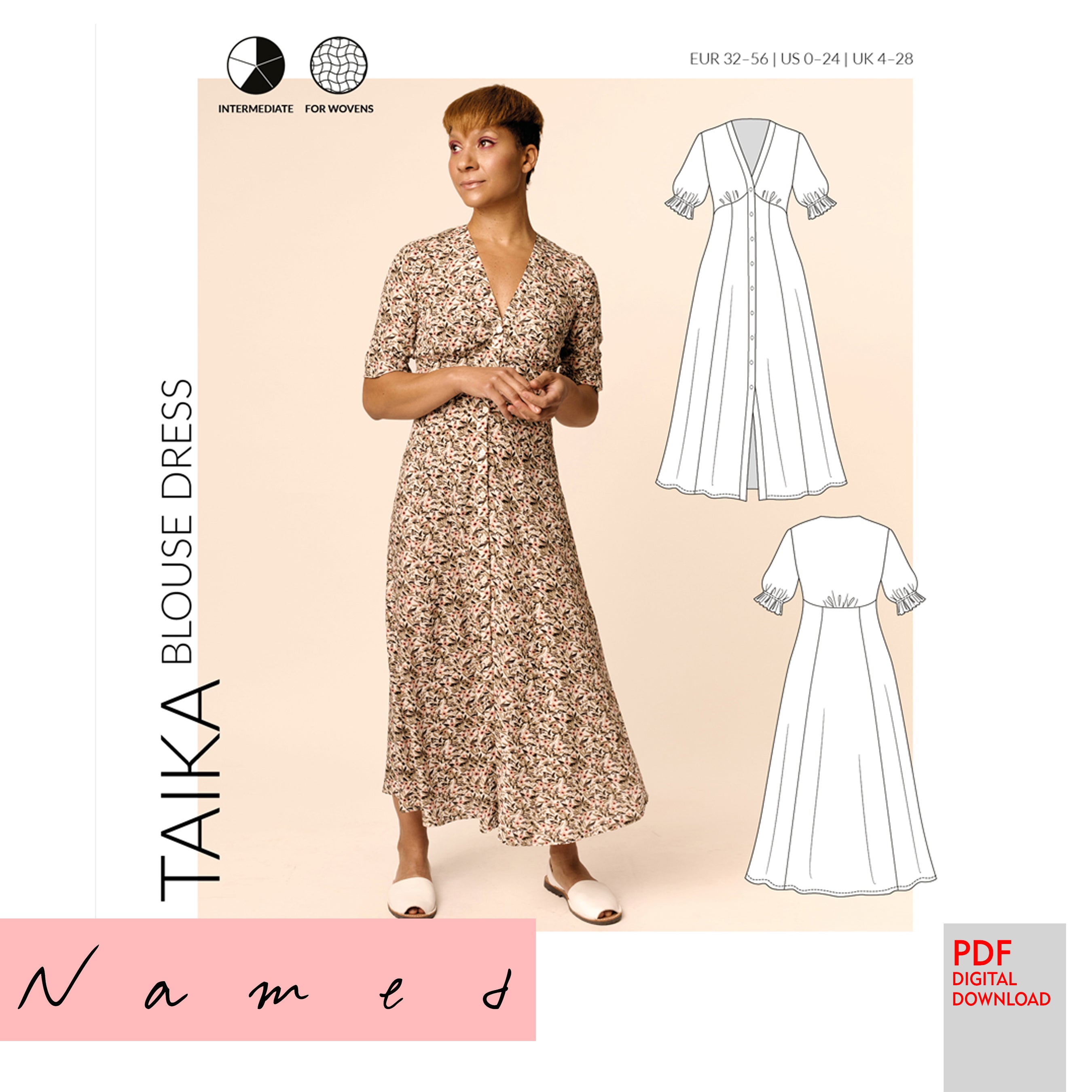 PDF Named Clothing Pattern- Taika Blouse Dress