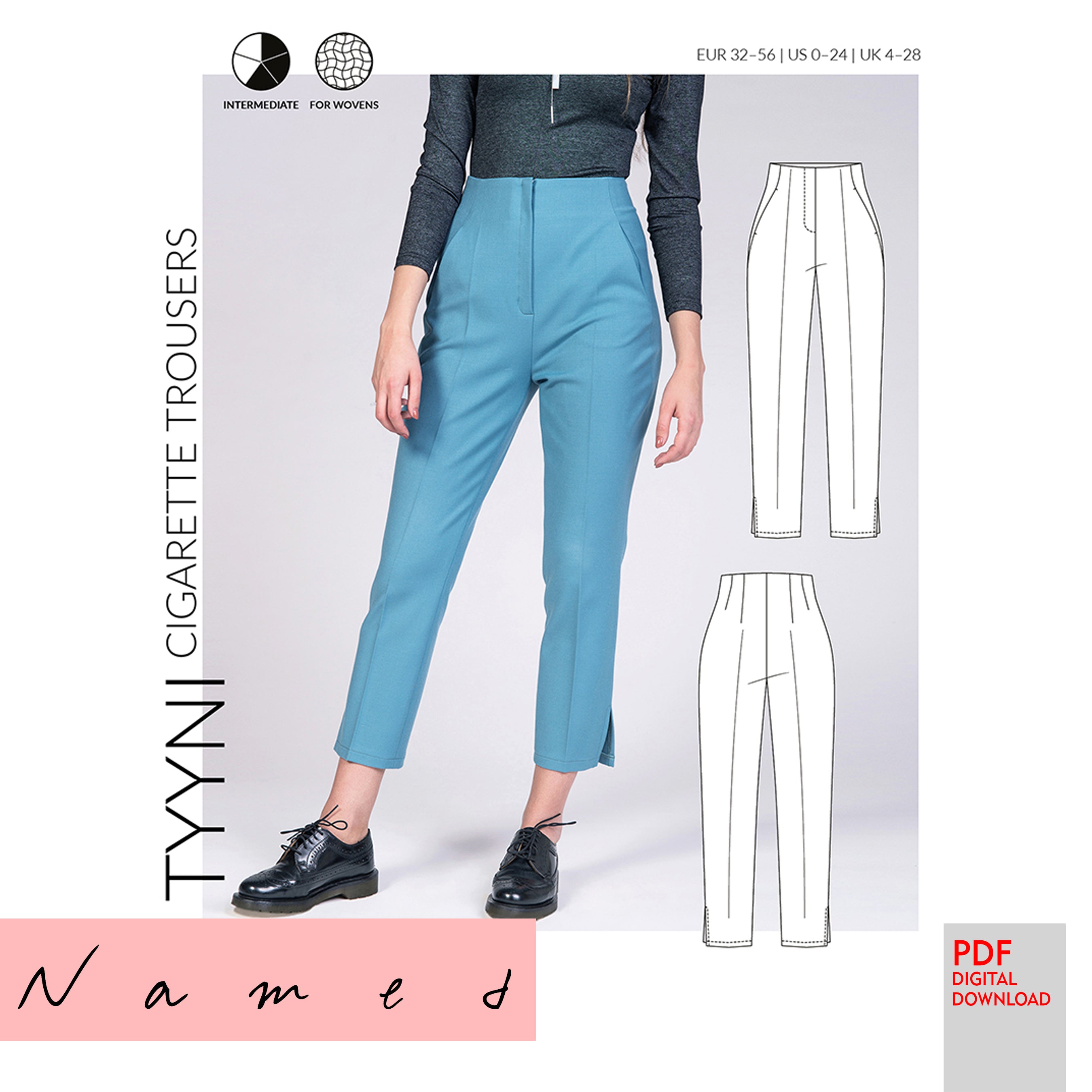 PDF Named Clothing Pattern- Tyyni Cigarette Trousers - Stitch Love Studio