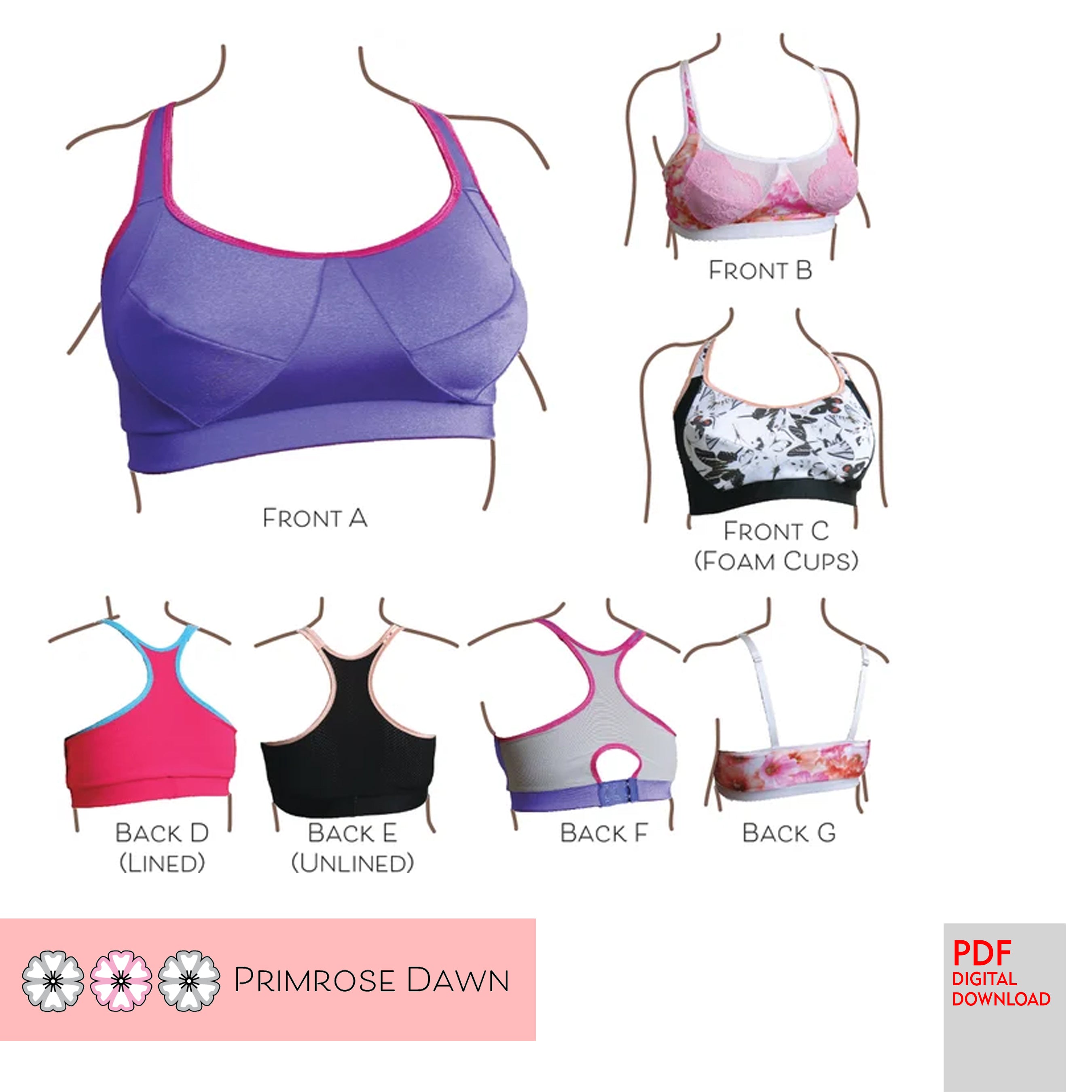 PDF Primrose Dawn Sewing Pattern- Maritza Sports Bra - Stitch Love Studio