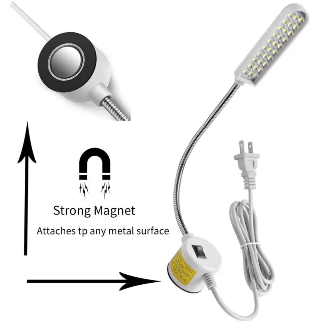 U.S. North America Plug Version- Powerful Magnetic Adjustable Sewing Machine 30 LED Light - Stitch Love Studio