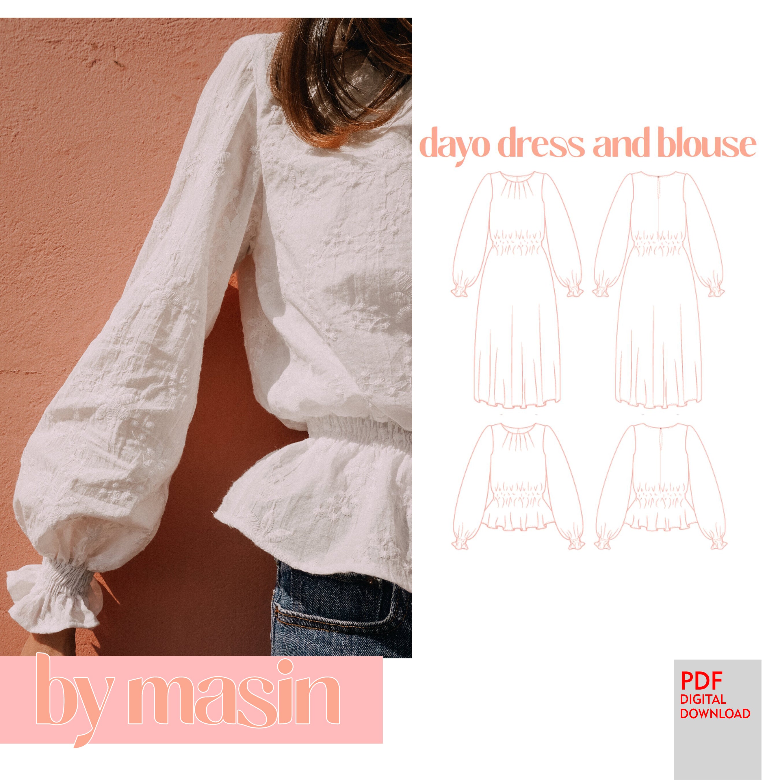 PDF by Masin Sewing Pattern- Dayo Dress and Blouse - Stitch Love Studio