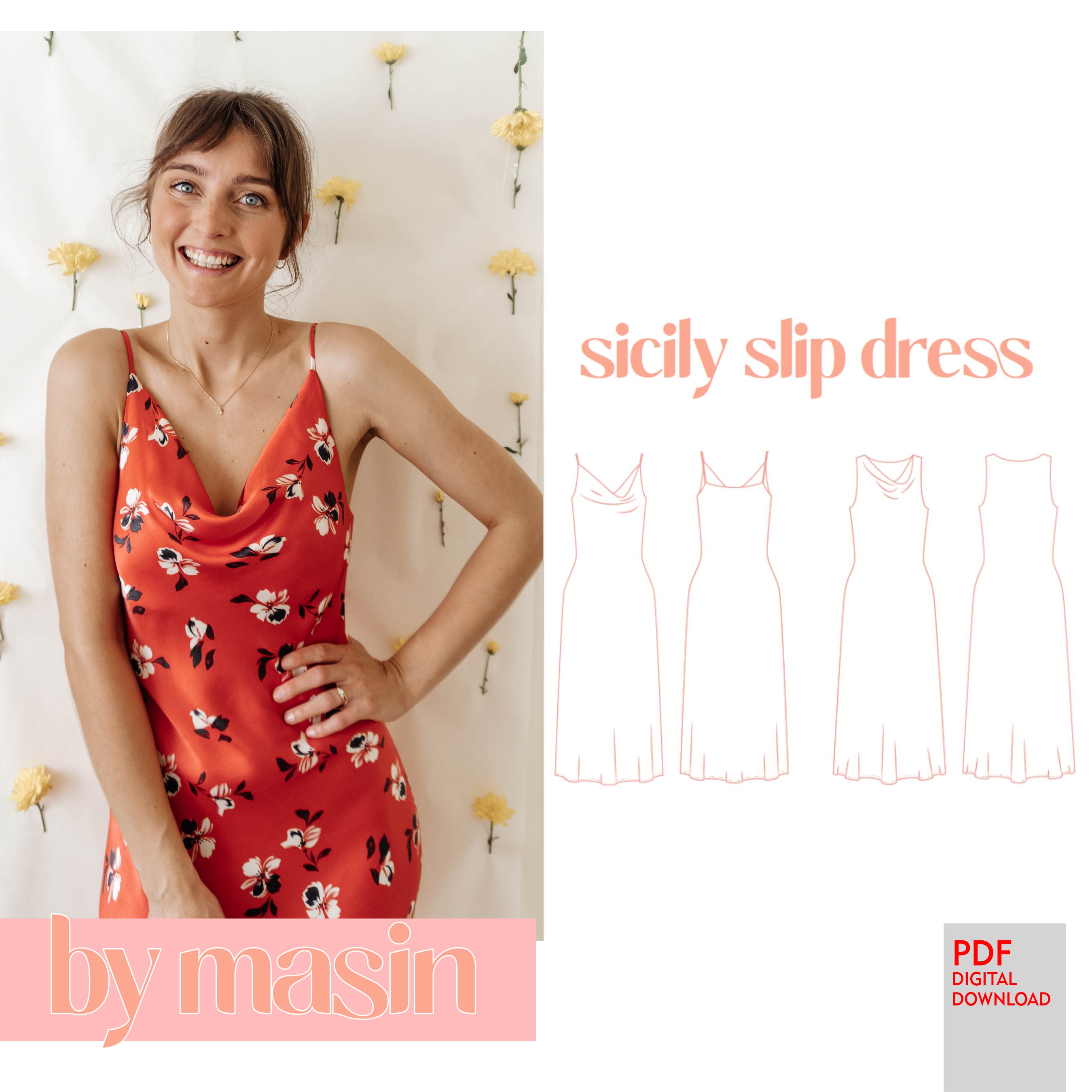 PDF by Masin Sewing Pattern- Sicily Slip Dress - Stitch Love Studio