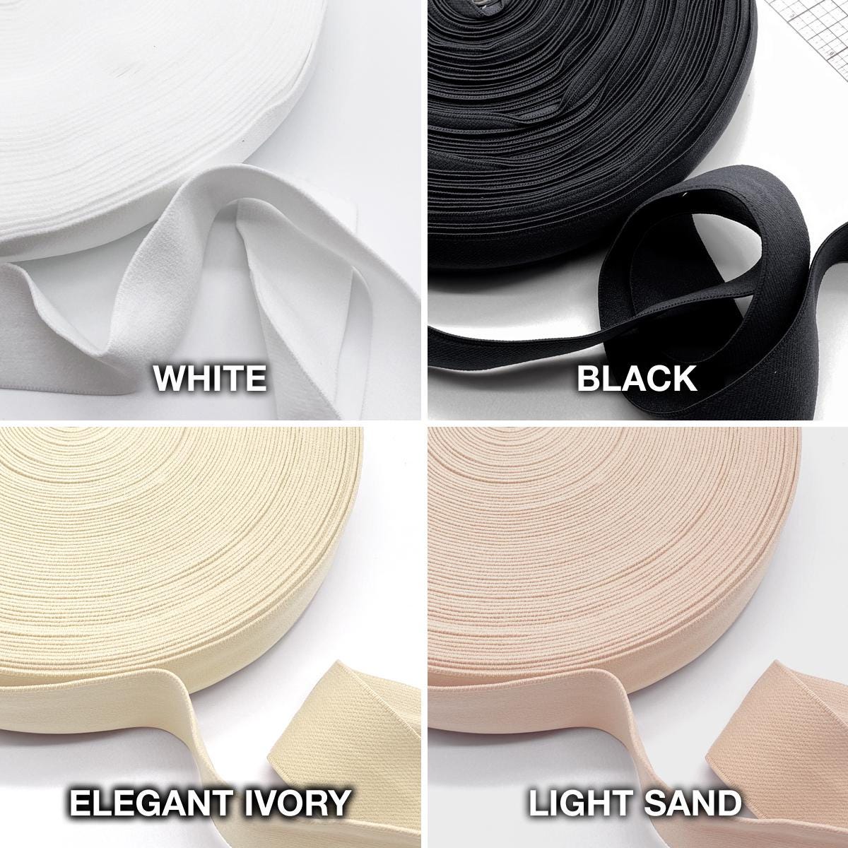 1" (25mm) Plush Soft Matte Elastic, Stretch Trim- 2 Yards