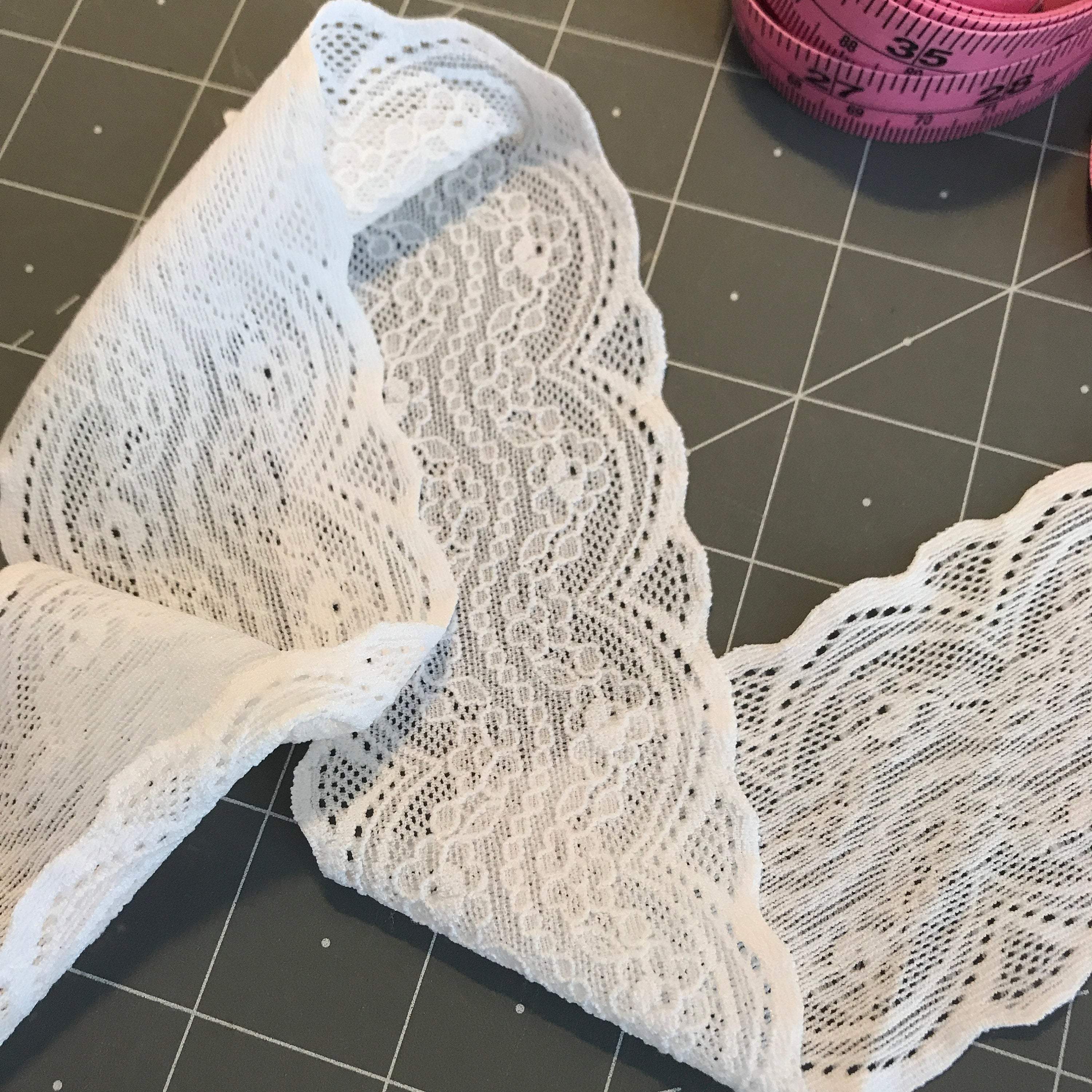 2 1/4" (6cm) or Wide White Stretch Lace- 1 Yard-Stitch Love Studio