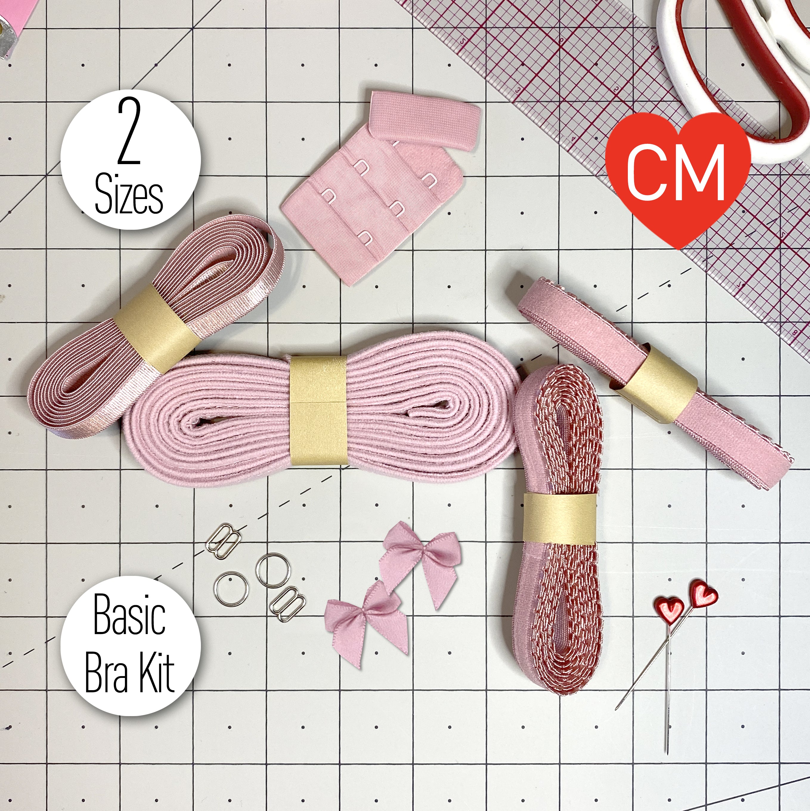 Basic Bra or Bralette Making Kit in Dusty Pink- 3/8" (10mm) or 1/2" (12mm)