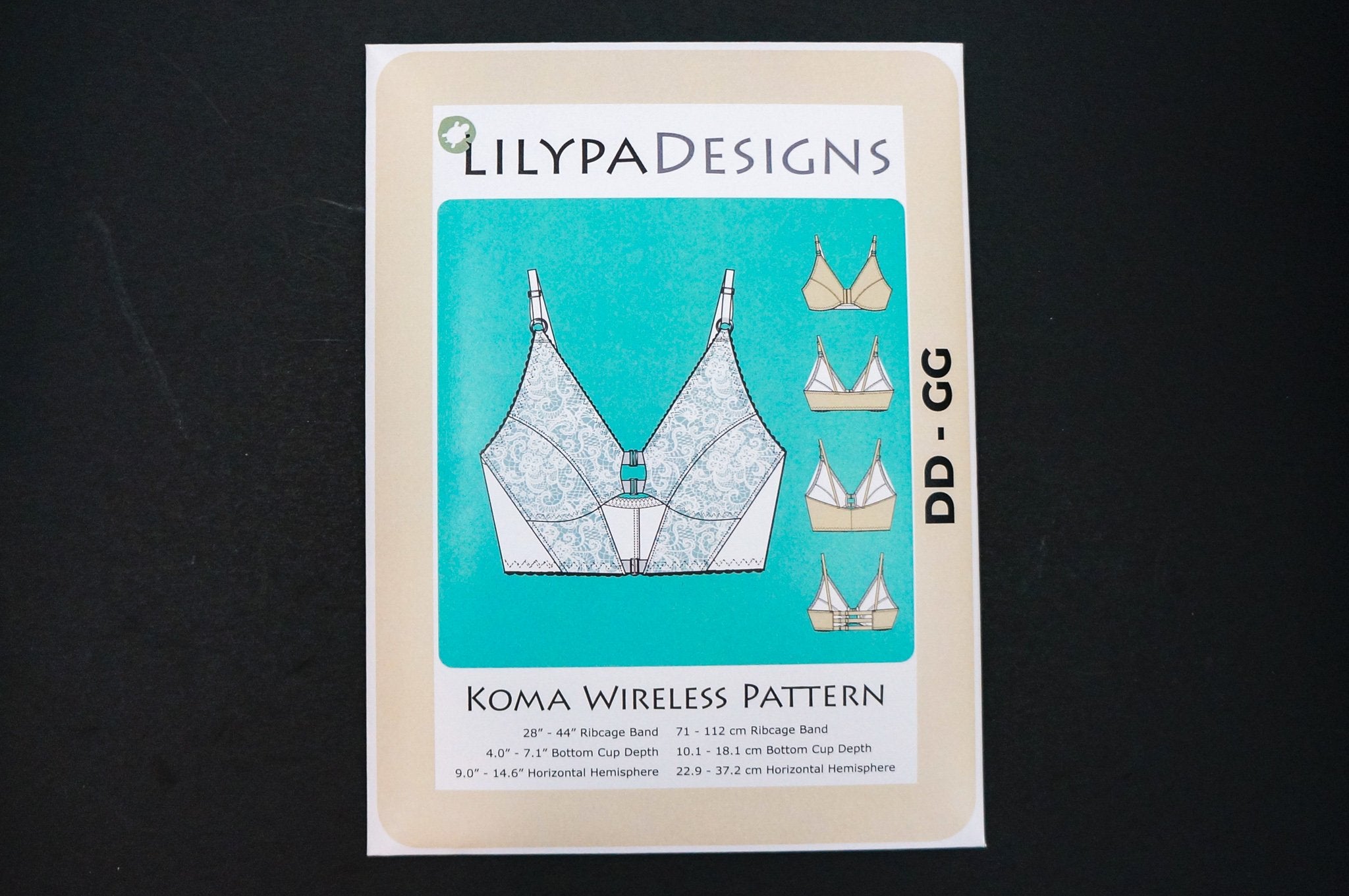 LilypaDesigns Koma Wireless Bra Pattern = Sizes A-DD & DD-GG = PAPER-Stitch Love Studio
