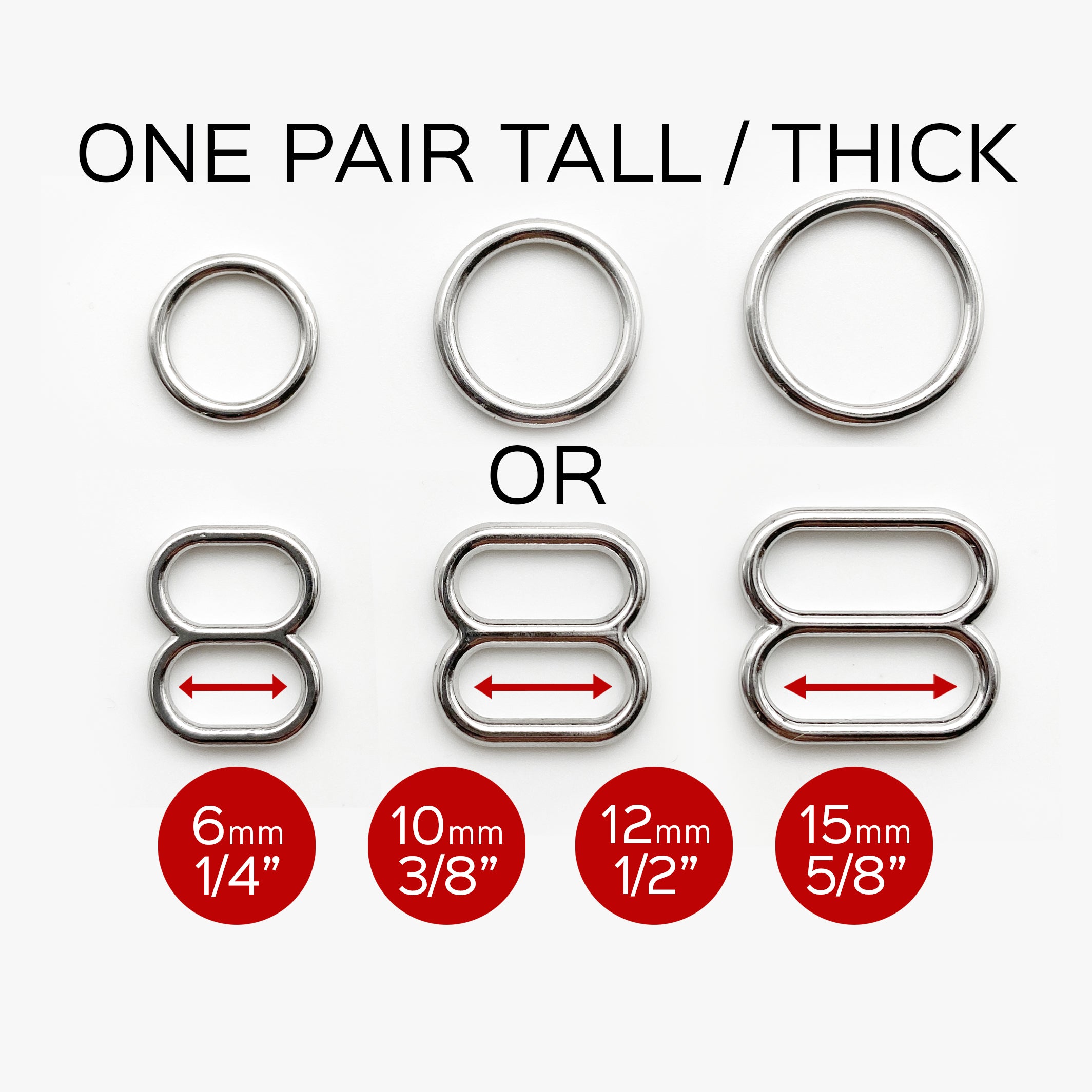 Set of 2 Thicker Rings OR 2 Tall Thick Sliders in Silver for Swimwear ...