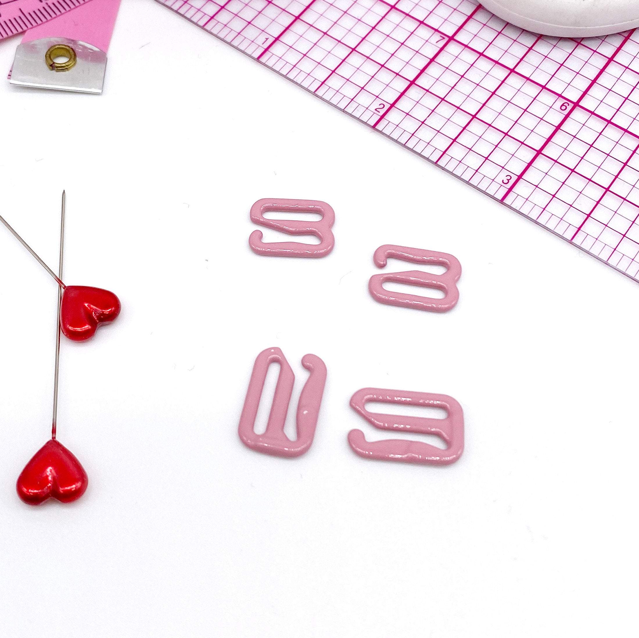 CLEARANCE- Bra Strap Slider G Hooks in Enamel Coated Dusty Pink for Swimwear or Bra making- 3/8" or 1/2" - Set of 2-Stitch Love Studio