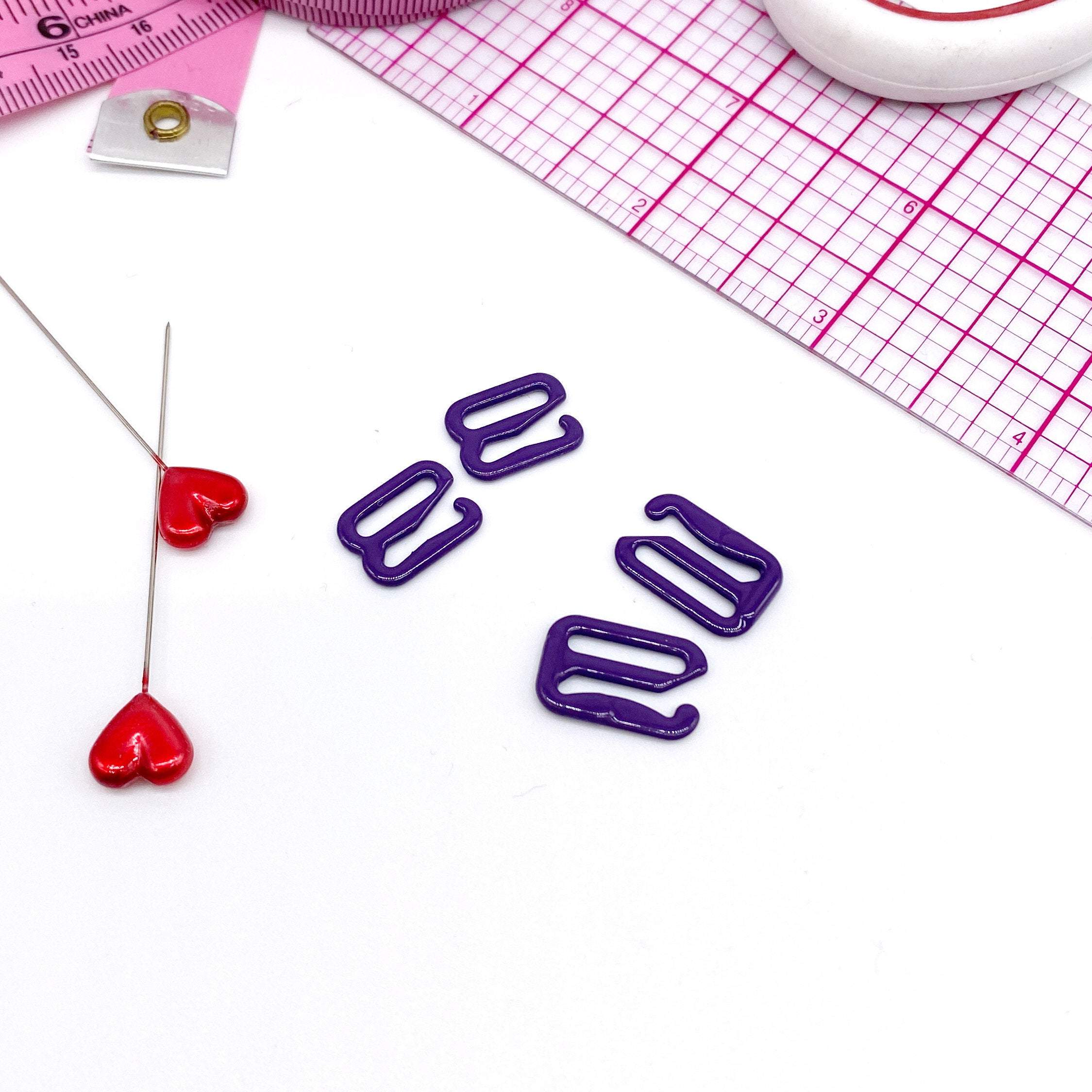 CLEARANCE- Bra Strap Slider G Hooks in Enamel Coated Jewel Purple for Swimwear or Bra making- 3/8" or 1/2" - Set of 2-Stitch Love Studio