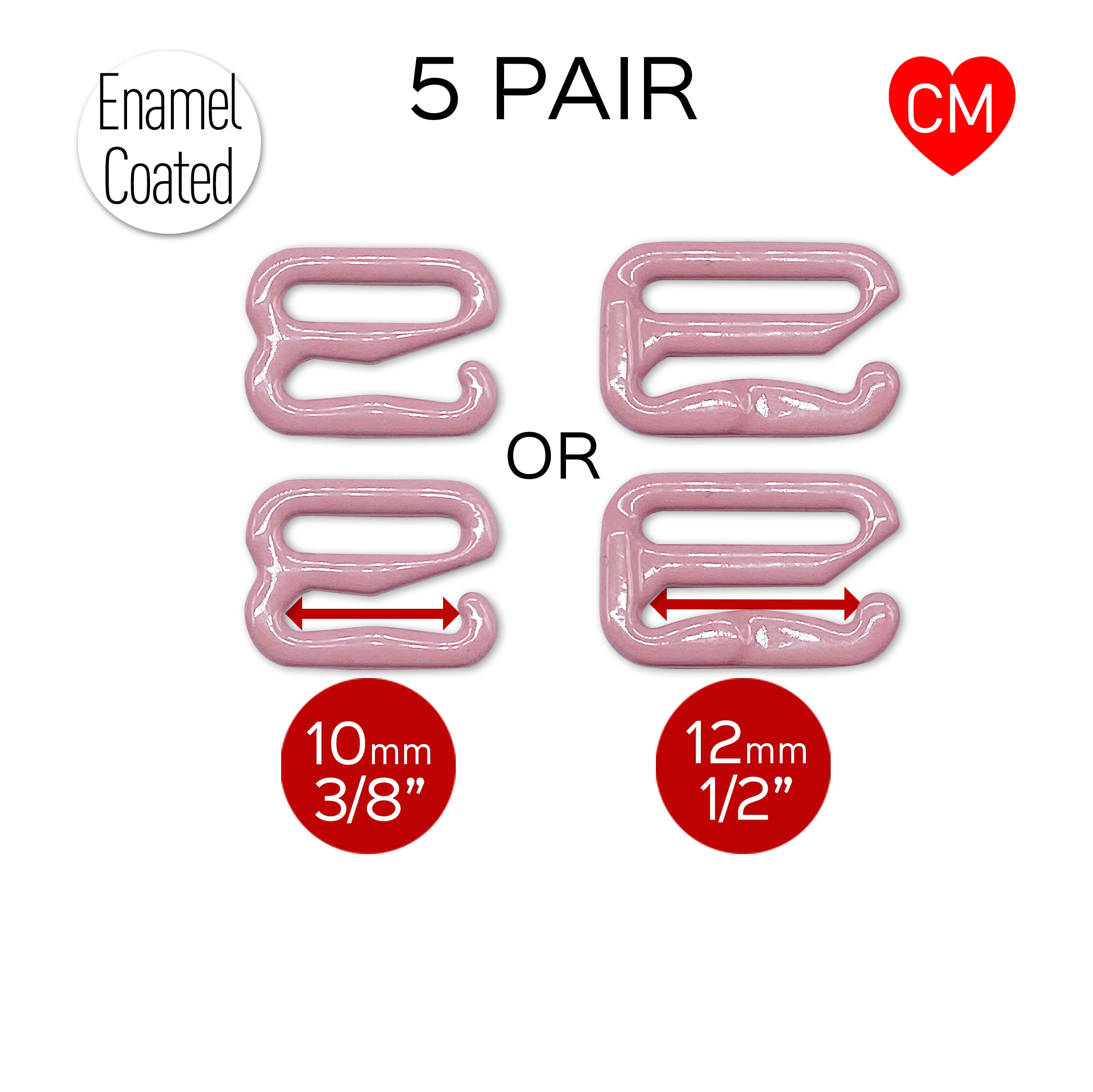 CLEARANCE- 5 Pair of Bra Strap Slider G Hooks in Enamel Coated Dusty Pink for Swimwear or Bra making- 3/8" or 1/2"