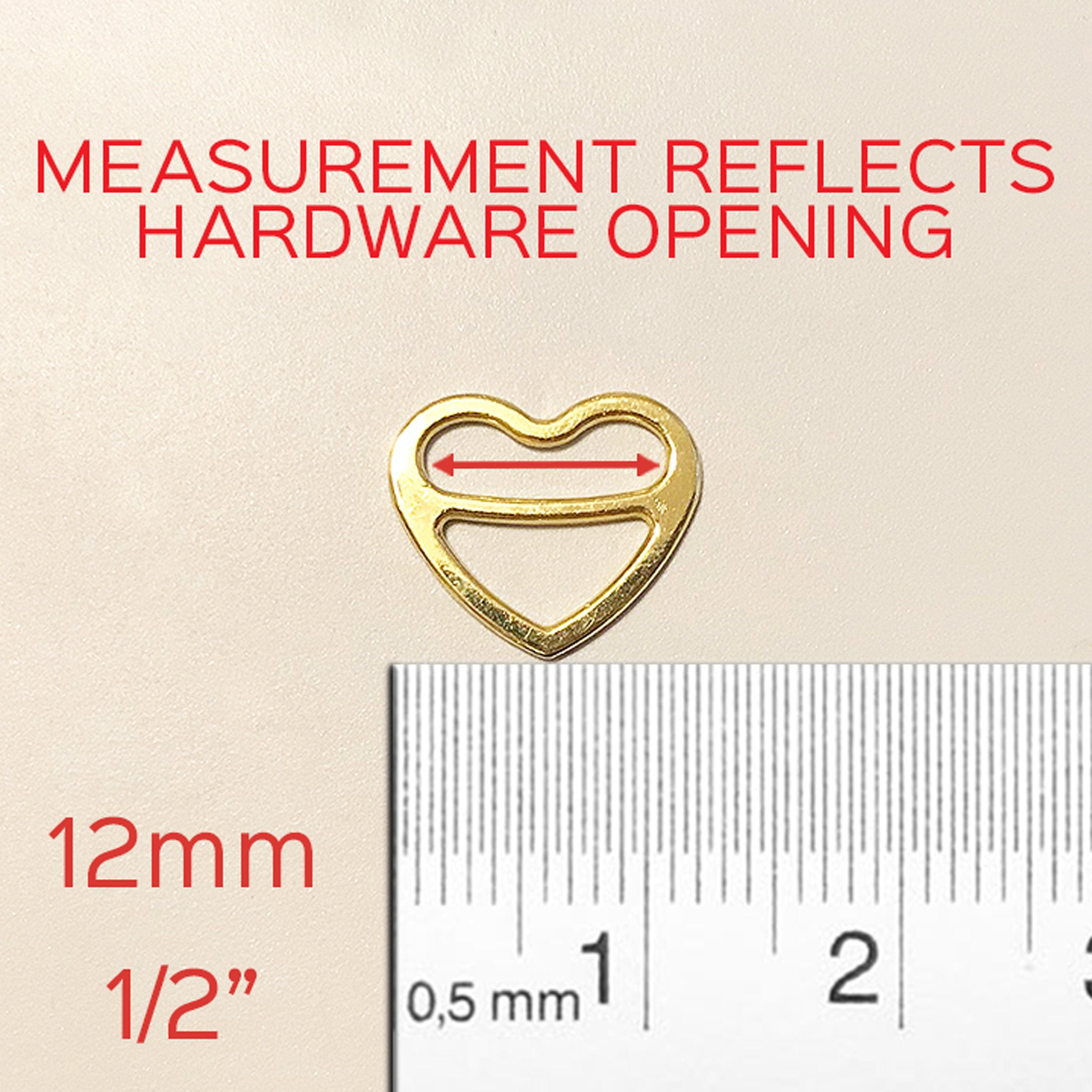 3/8" (10mm), 1/2" (12mm), 5/8" (15mm) Metal Heart-Shaped Bra Strap Sliders- Set of 2-Stitch Love Studio