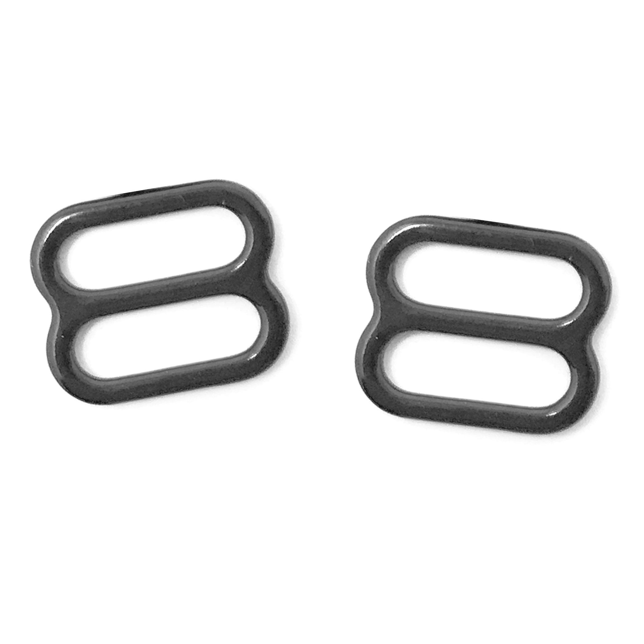 Set of 2 Rings OR 2 Sliders Bra Strap Sliders in Charcoal Grey- 3/8" (10mm) - Stitch Love Studio