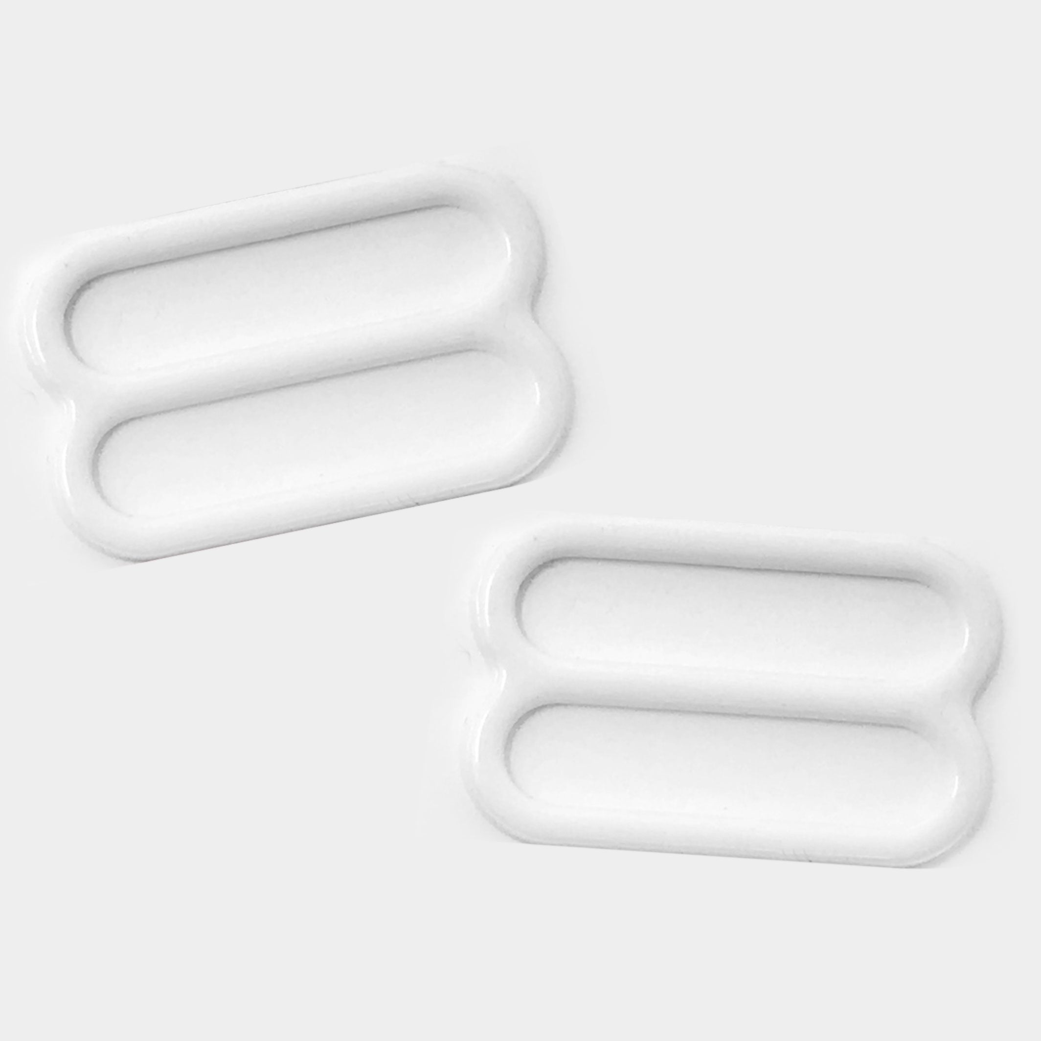 Set of 2 Rings OR 2 Sliders Bra Strap Sliders in White 3/8" (10mm), 1/2" (12mm), 5/8" (15mm)-Stitch Love Studio