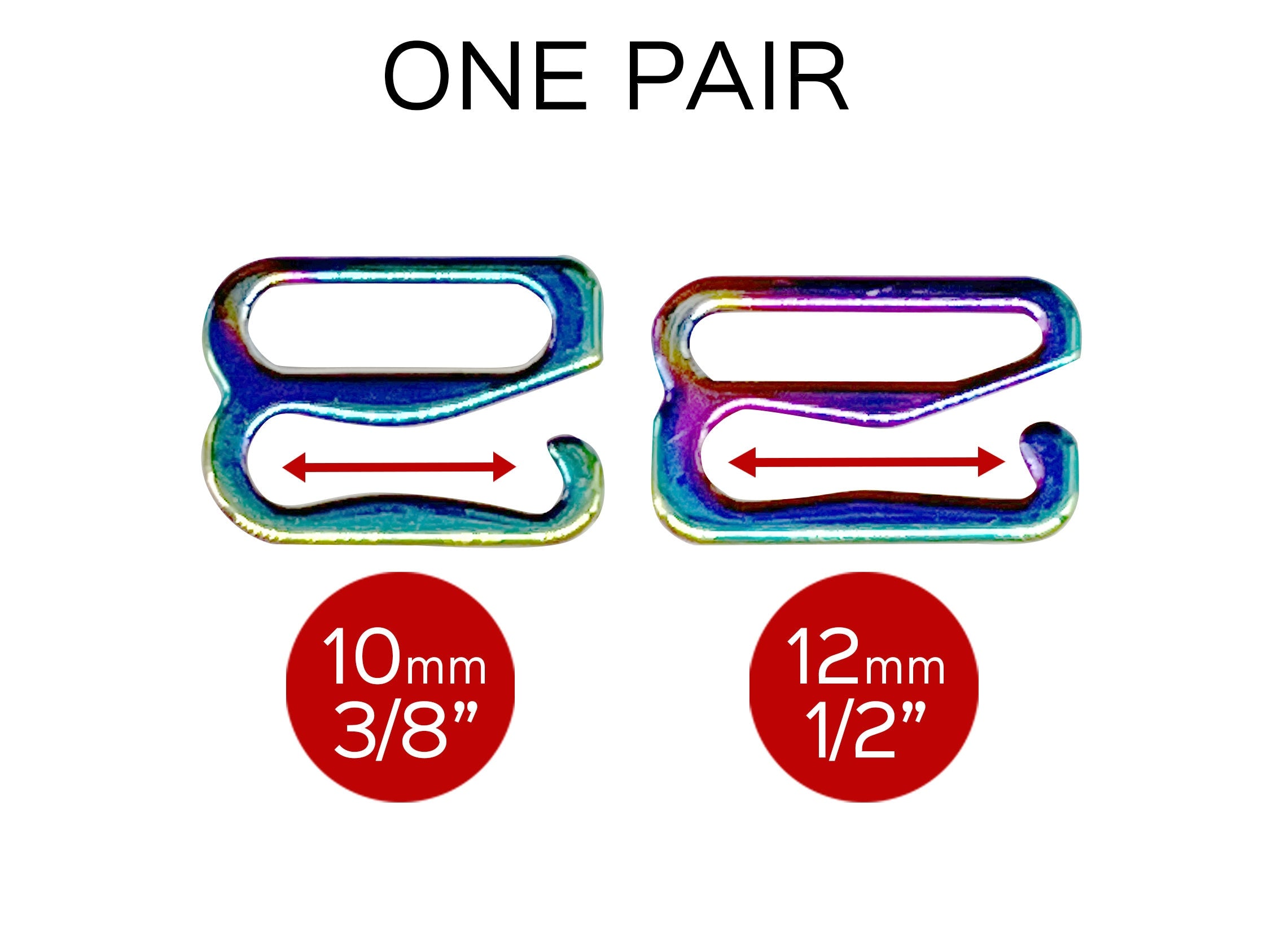 Bra Strap Slider G Hooks in Rainbow for Swimwear or Bra making – 3/8" or 1/2" - Set of 2 G Hooks