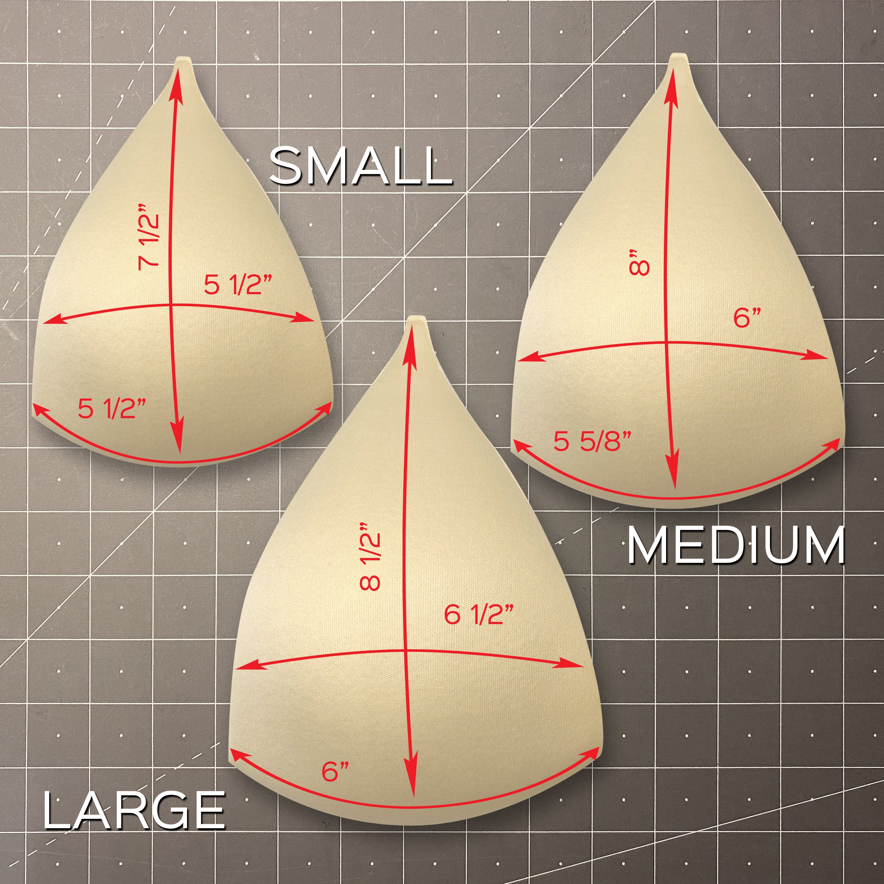 Thin Padding Long Triangle Bra Cups- Sizes in Small, Medium and Large - Stitch Love Studio