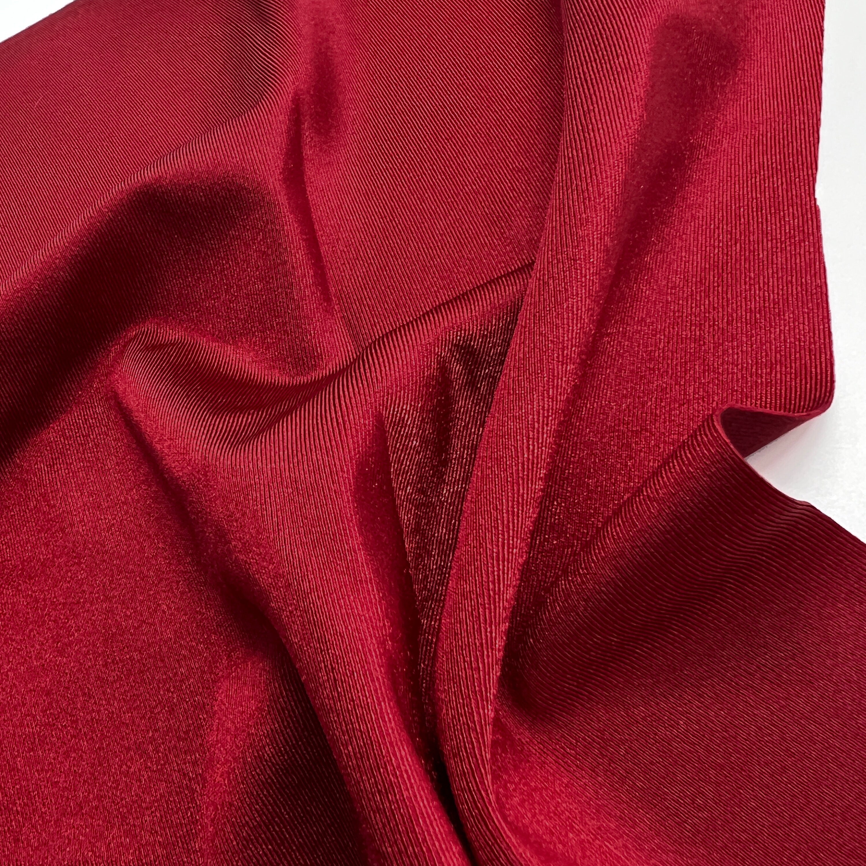 CLEARANCE- Shiny Heavyweight Stretch Tricot Fabric, Burgundy Red- 1.5 yard piece