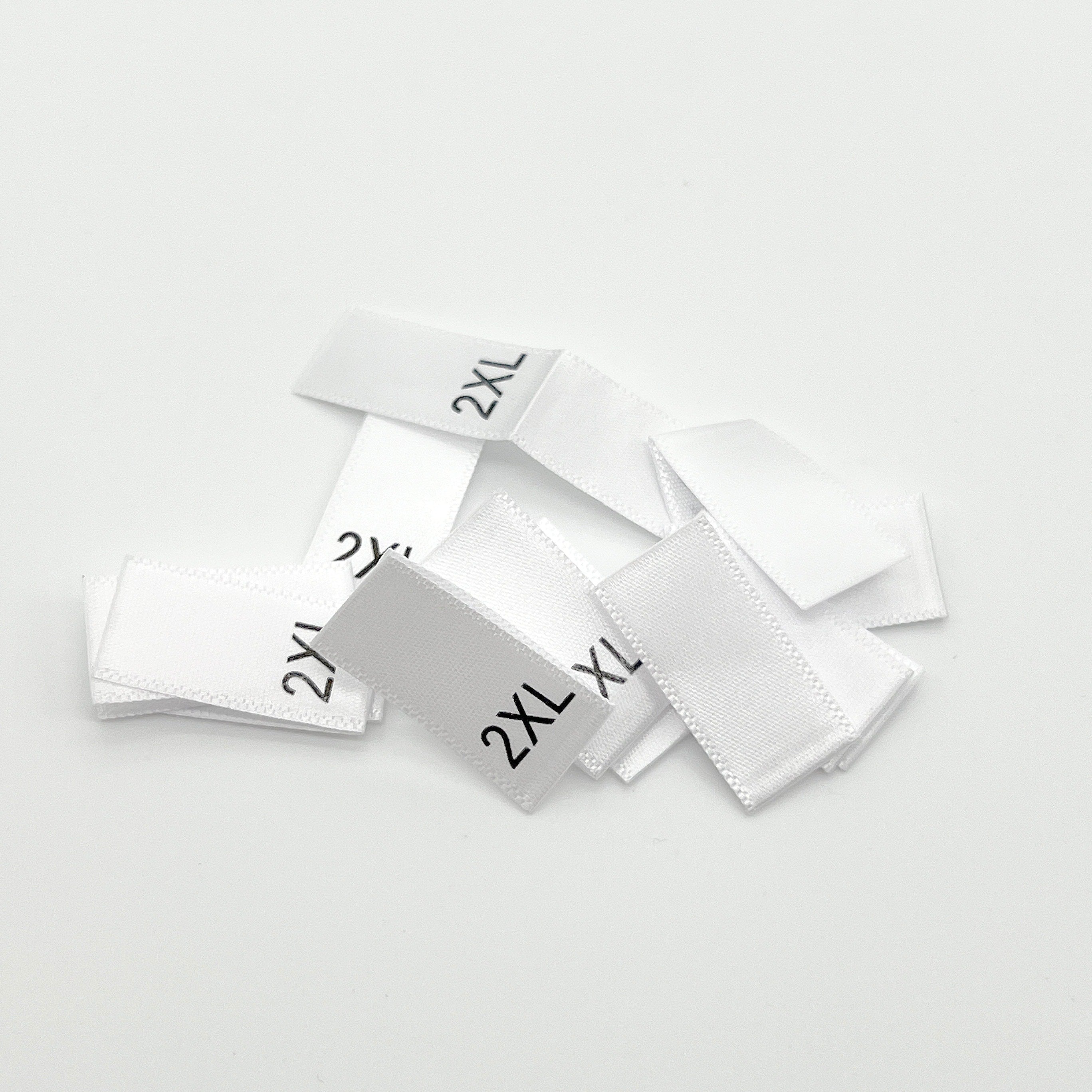 White Satin Garment Size Labels- Set of 5 of each size