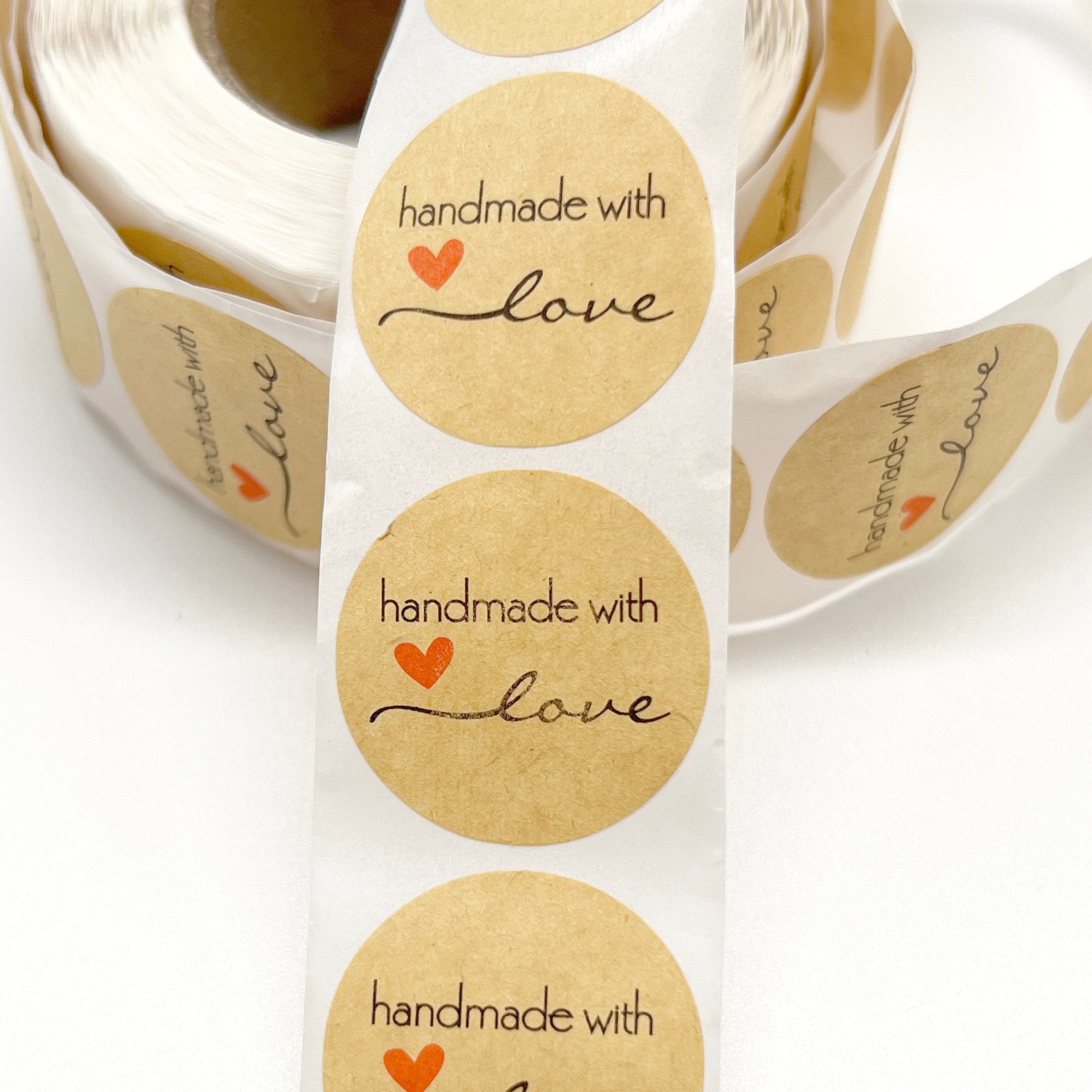 1" Circle Stickers Handmade With Love - Set of 20