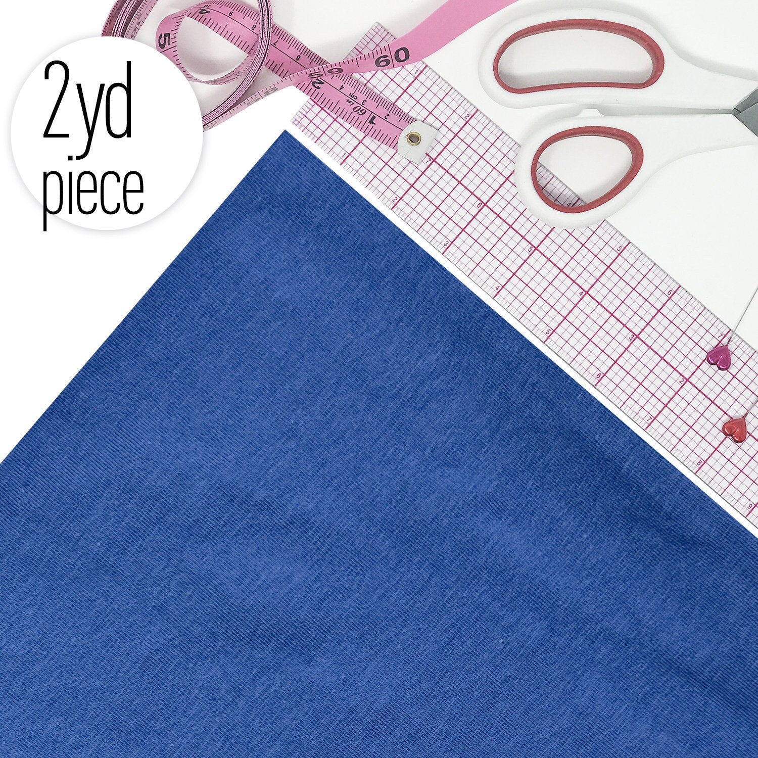 CLEARANCE- Blue Cotton Spandex Knit Jersey Fabric– by 2 Yard Pieces