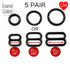 CLEARANCE- 5 Pair of Rings OR Sliders Bra Strap Sliders in Black Enamel for Bra making or Swimwear - 1/4"/6mm, 3/8"/10mm, 1/2"/12mm