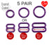 CLEARANCE- 5 Pair of Rings OR Sliders Bra Strap Sliders in Jewel Purple for Bra making or Swimwear - 1/4"/6mm, 3/8"/10mm, 1/2"/12mm