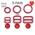 CLEARANCE- 5 Pair of Rings OR Sliders Bra Strap Sliders in Regal Red for Bra making or Swimwear - 1/4"/6mm, 3/8"/10mm, 1/2"/12mm