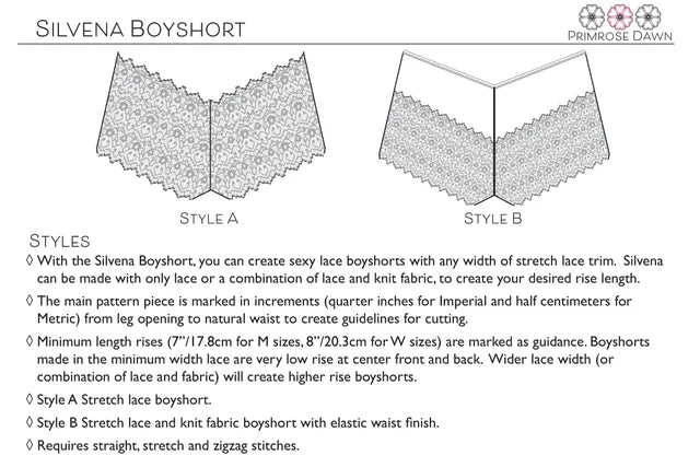 PDF Primrose Dawn Sewing Pattern- Silvena Boyshort-Stitch Love Studio