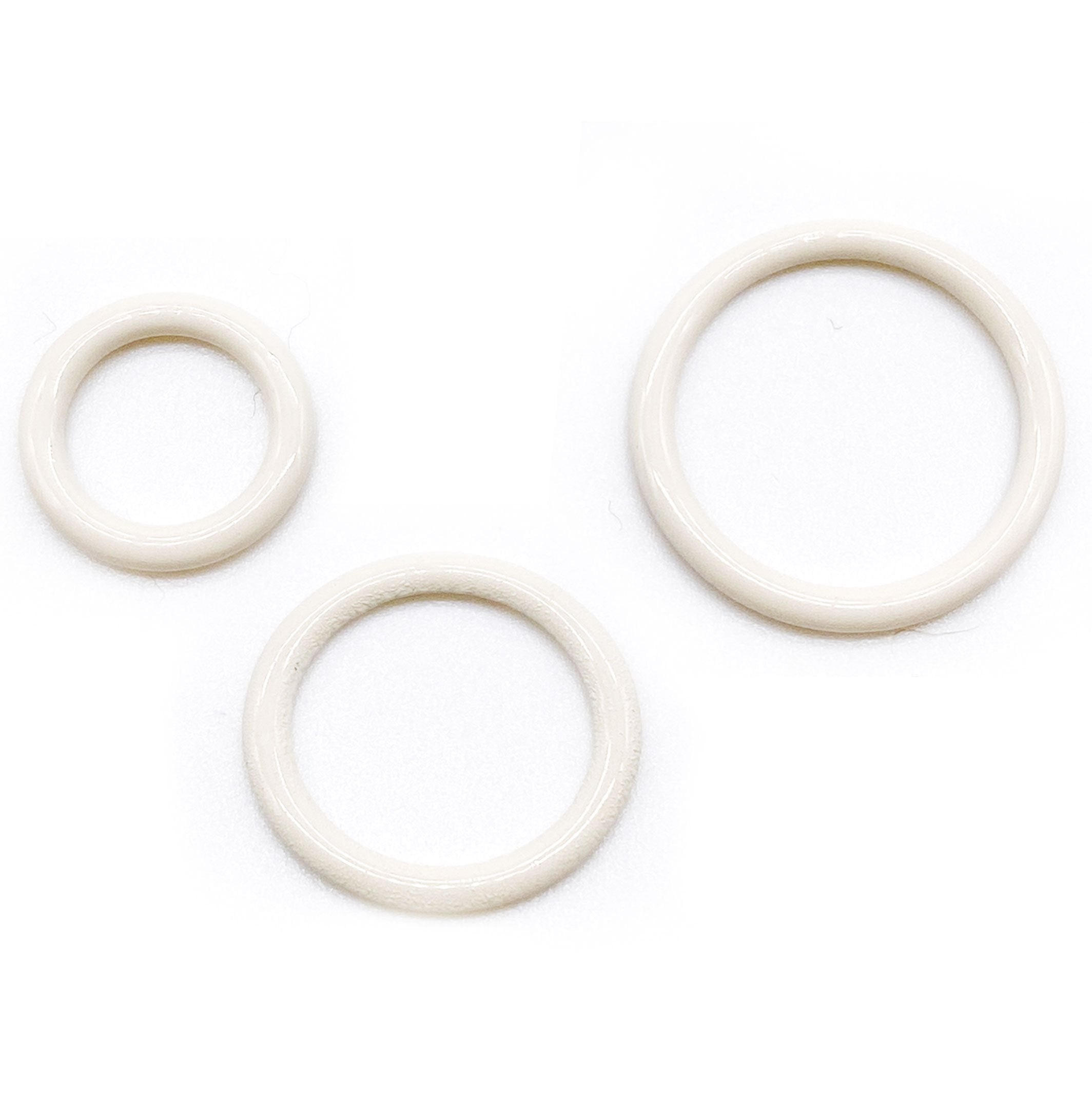 CLEARANCE- Set of 2 Rings OR 2 Sliders Bra Strap Sliders in Elegant Ivory for Bra making or Swimwear - 1/4"/6mm, 3/8"/10mm, 1/2"/12mm-Stitch Love Studio
