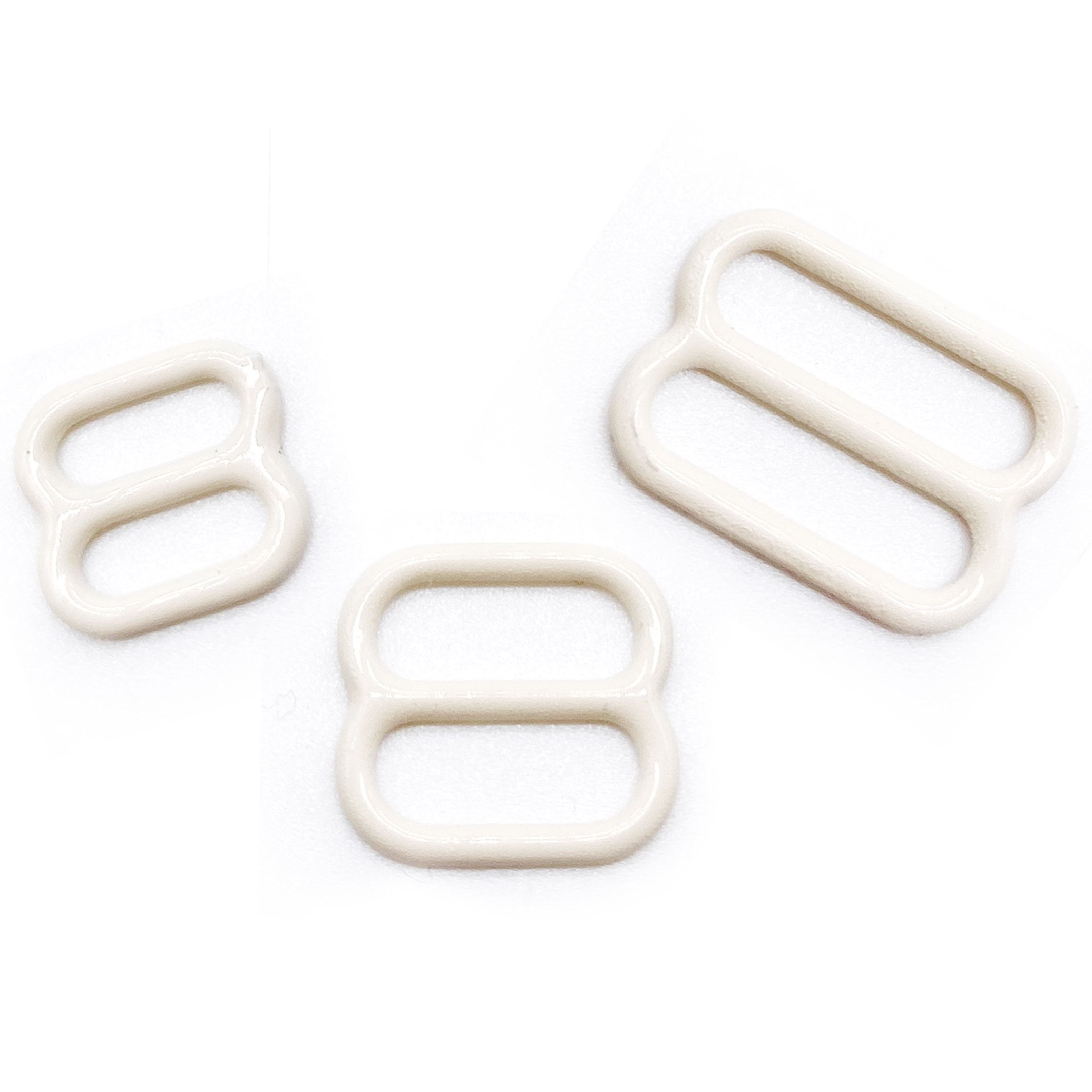 CLEARANCE- Set of 2 Rings OR 2 Sliders Bra Strap Sliders in Elegant Ivory for Bra making or Swimwear - 1/4"/6mm, 3/8"/10mm, 1/2"/12mm-Stitch Love Studio