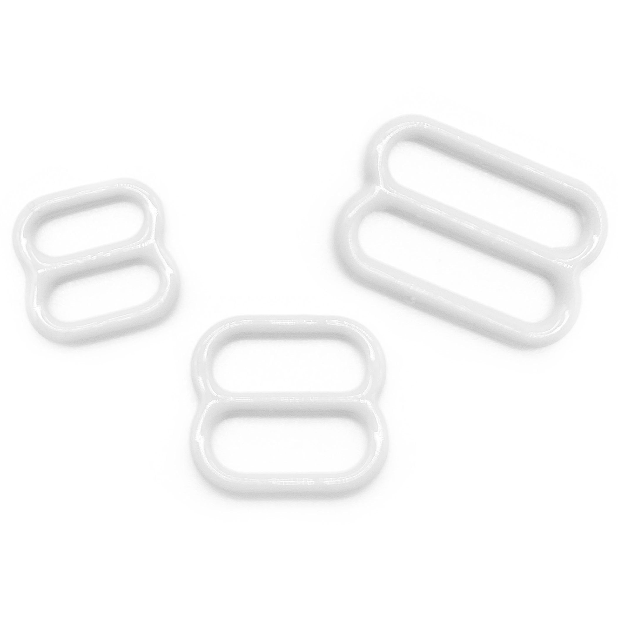 CLEARANCE- Set of 2 Rings OR 2 Sliders White Enamel for Bra making or Swimwear - 1/4"/6mm, 3/8"/10mm, 1/2"/12mm-Stitch Love Studio